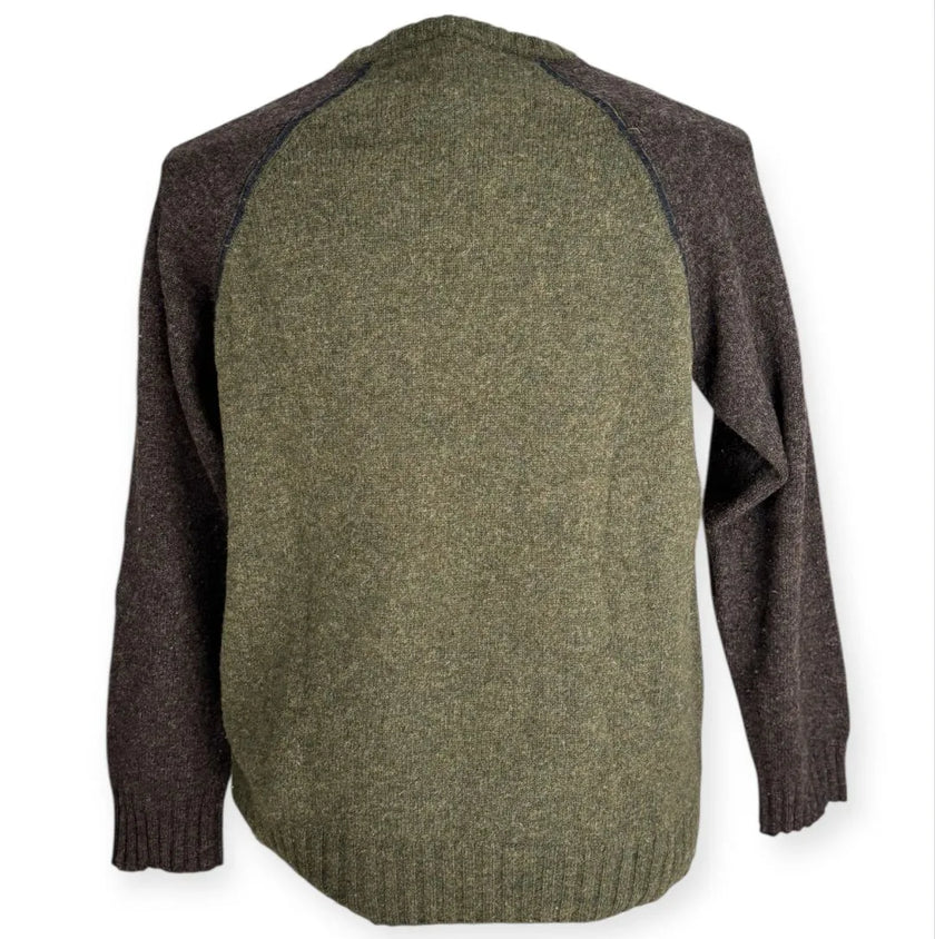 Maglione bicolore con girocollo e bordo a costine