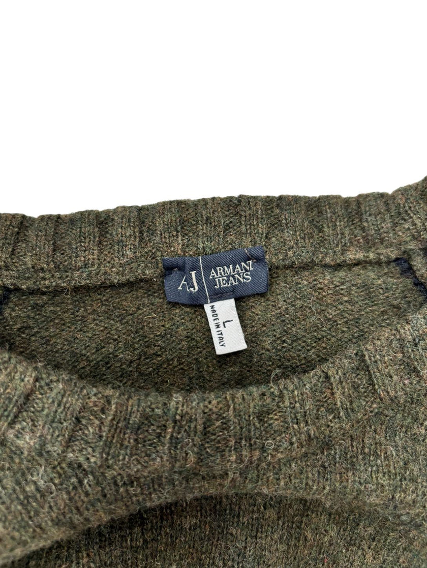 Maglione bicolore con girocollo e bordo a costine