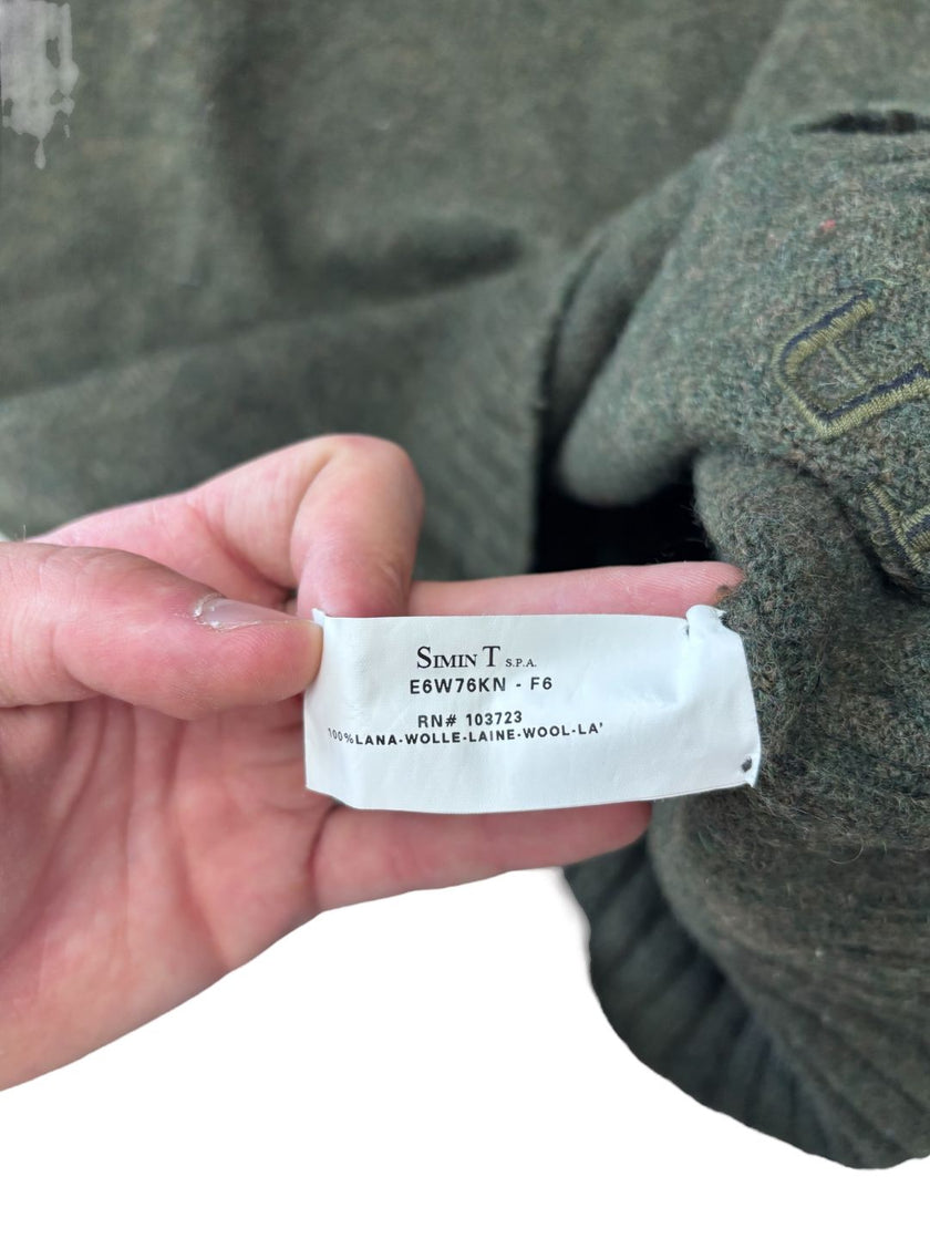 Maglione bicolore con girocollo e bordo a costine