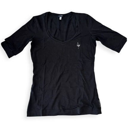 Maglia basic manica a 3/4 con scollo ampio e logo