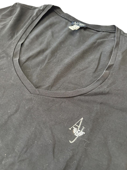 Maglia basic manica a 3/4 con scollo ampio e logo