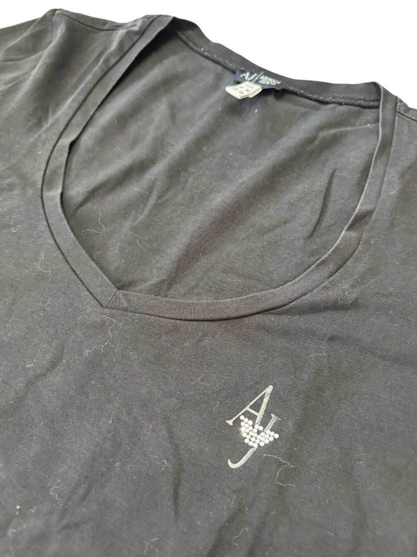 Maglia basic manica a 3/4 con scollo ampio e logo