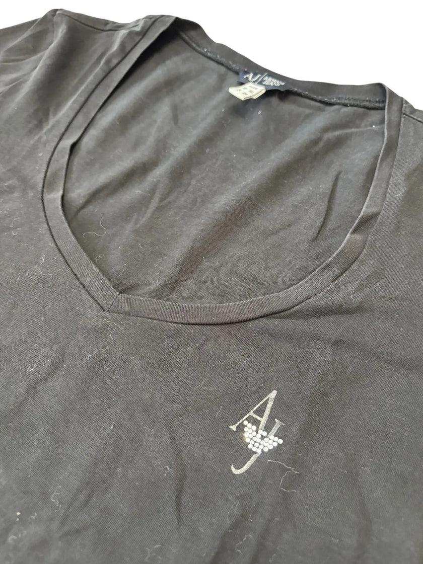 Maglia basic manica a 3/4 con scollo ampio e logo