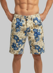 Bermuda Baronio Stampa Fiori Blu su Beige