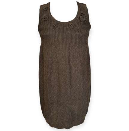 Abito giromanica con scollo rotondo con fiori in maglia applicati