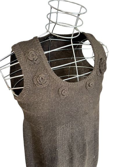 Abito giromanica con scollo rotondo con fiori in maglia applicati