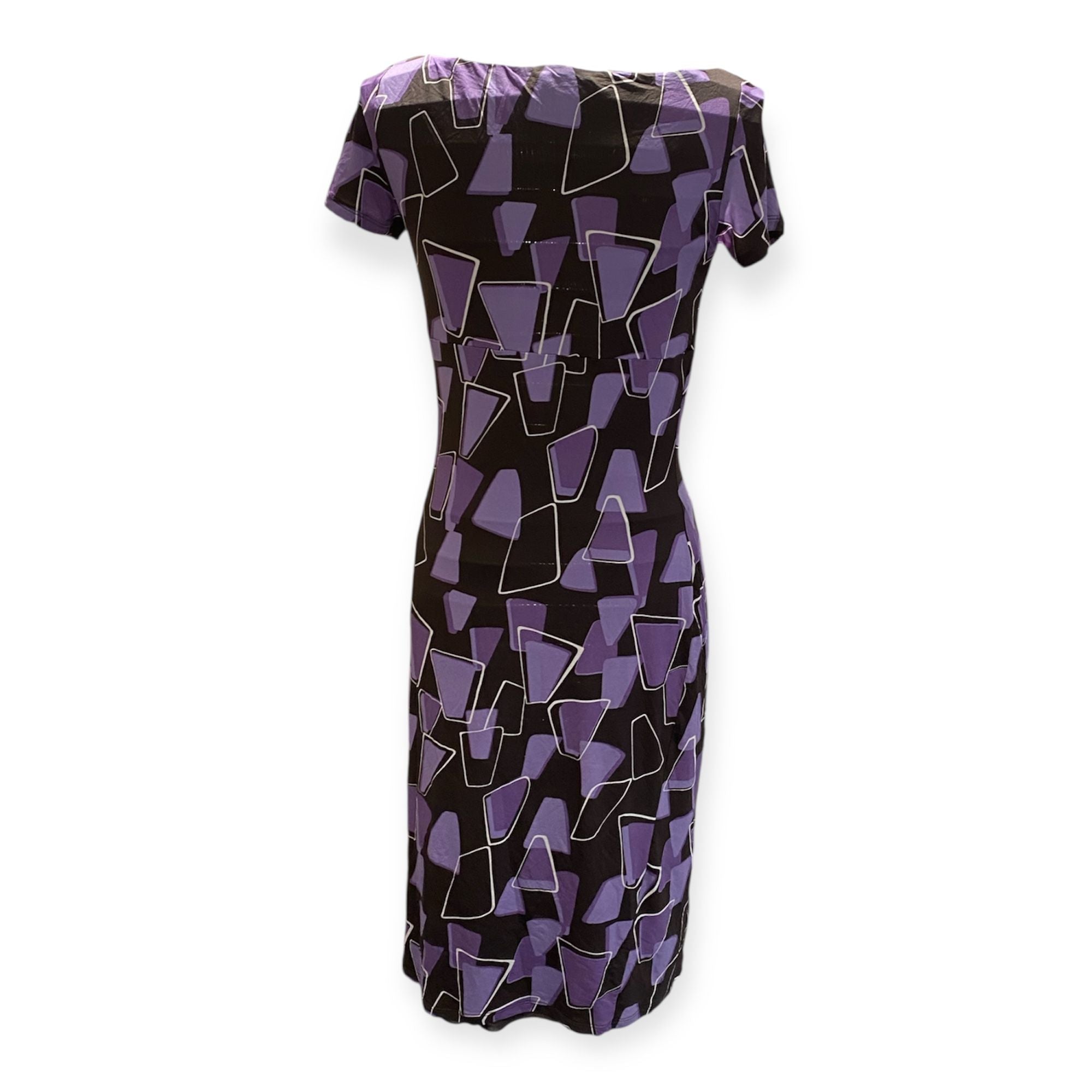 Abito midi con fantasia geometrica a mezze maniche