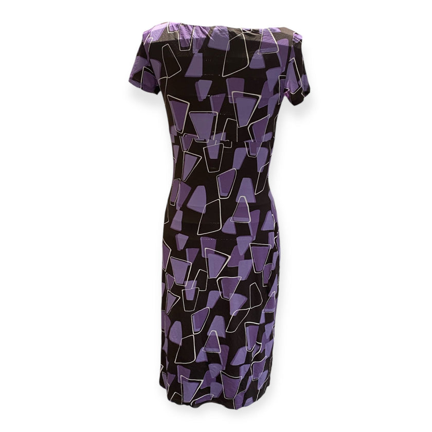 Abito midi con fantasia geometrica a mezze maniche