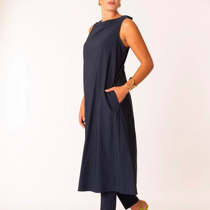 Abito Midi Giromanica con Tasche a Filo MORE