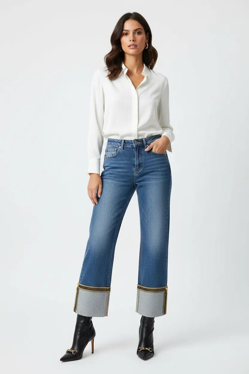 JEANS 550139 CON RISVOLTO AMPIO