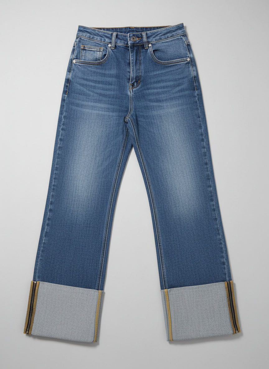 JEANS 550139 CON RISVOLTO AMPIO