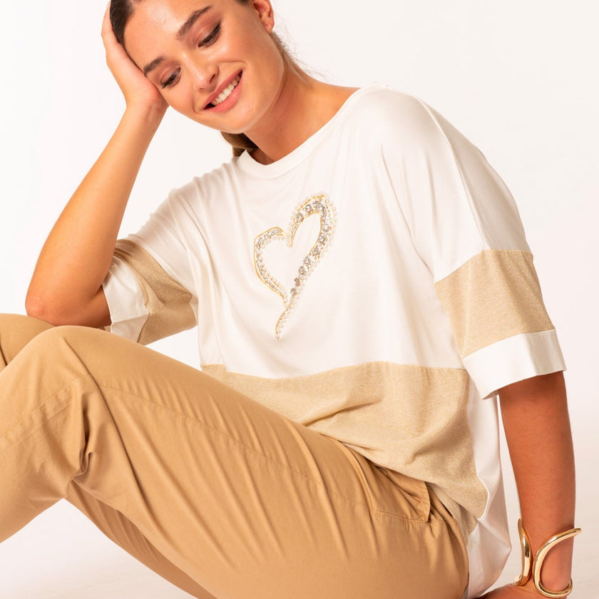 T-Shirt con Dettagli in Oro MORE