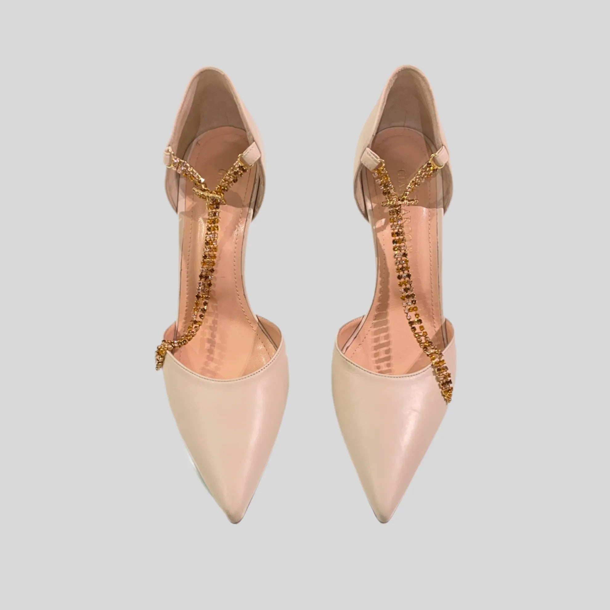 Décolleté in pelle con cinturino in strass GIANMARCO F.