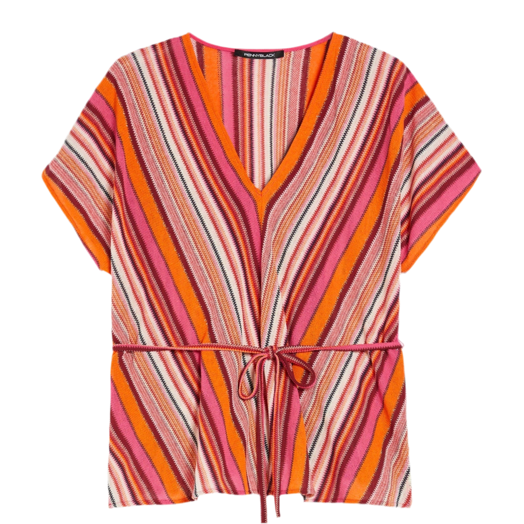 Maglia a Maniche Corte con Scollo a V e Cintura PENNYBLACK