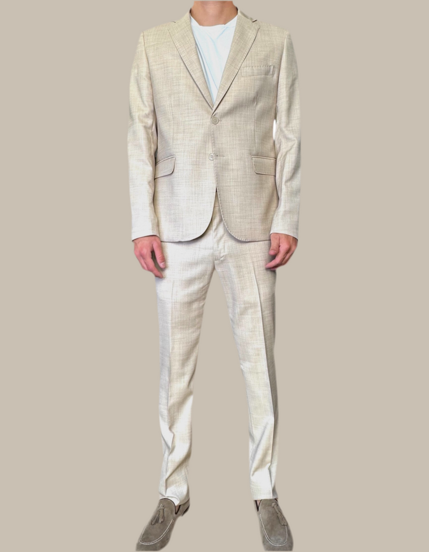 Abito con giacca monopetto in tessuto tela ELIO SANTINI