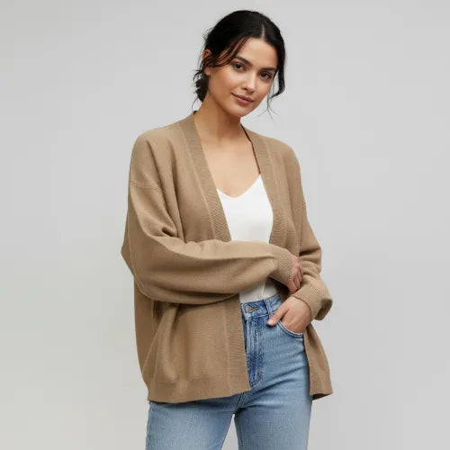 Cardigan aperto con maniche a palloncino