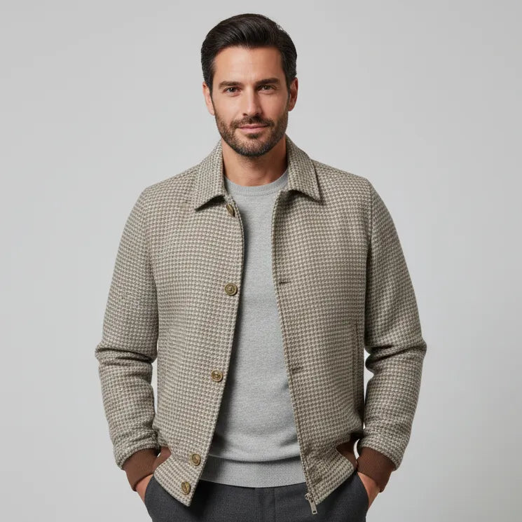 Giubbotto GB in Lana Fantasia Pied De Pull Modello Bomber