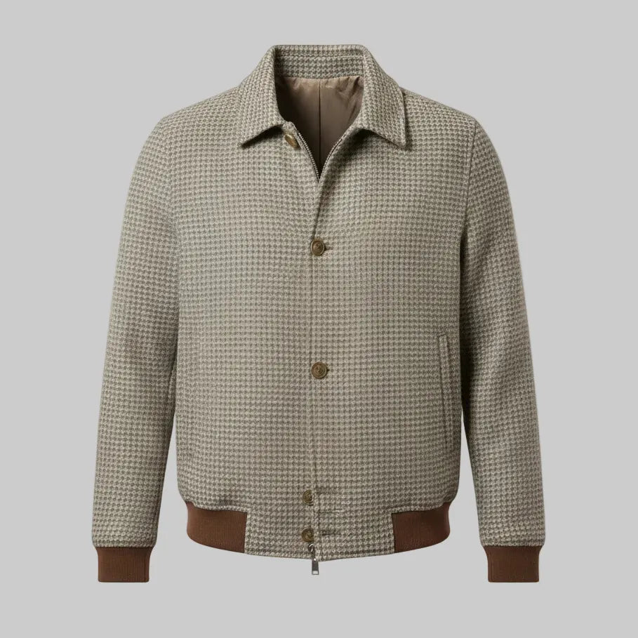 Giubbotto GB in Lana Fantasia Pied De Pull Modello Bomber