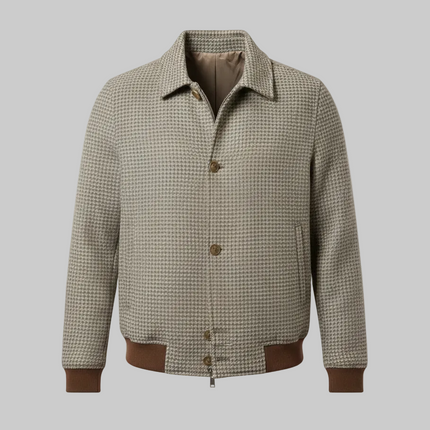 Giubbotto GB in Lana Fantasia Pied De Pull Modello Bomber