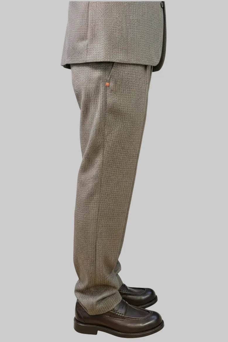 PANTALONE 2668Q Castagna PIED DE POULE ALTATENSIONE — dettaglio tessuto | WEMAX