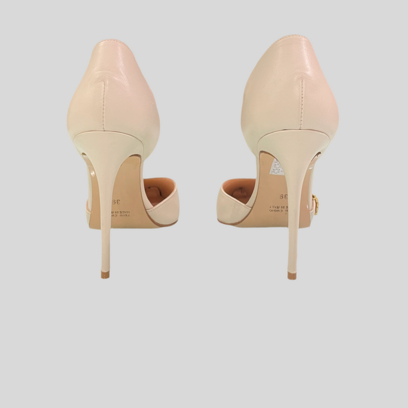 Décolleté in pelle con cinturino in strass GIANMARCO F.