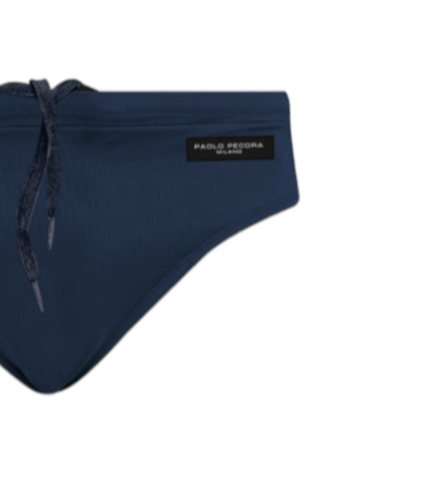 Costume slip elasticizzato con lacci e logo. PAOLO PECORA