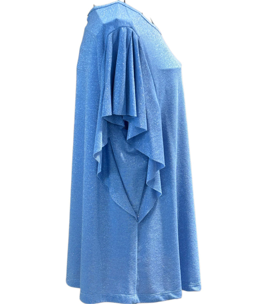 T-shirt Lurex a Manica Corta con Rouches MORE