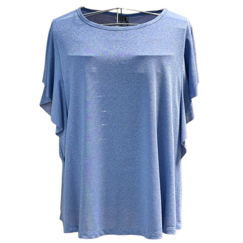 T-shirt Lurex a Manica Corta con Rouches MORE