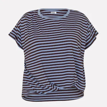 T-Shirt Rigata Girocollo con Bordino in Lurex MORE