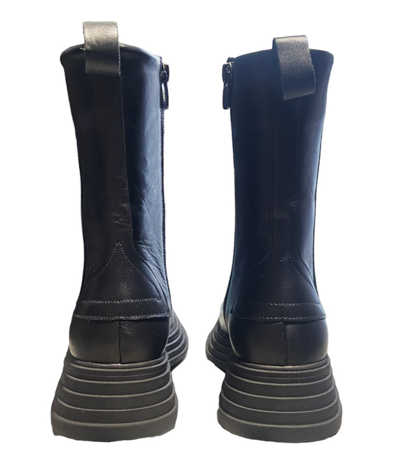 Stivale in pelle con zip e doppia suola alta 8 cm PIXY