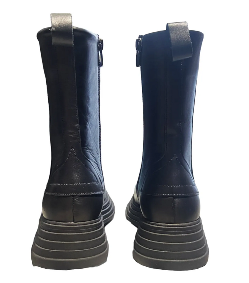 Stivale in pelle con zip e doppia suola alta 8 cm PIXY