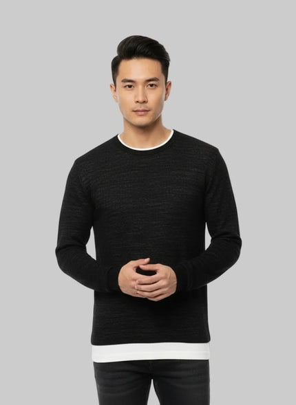 Maglia Giro Collo Micro Trama ALTATENSIONE, Grigio — vista frontale | WEMAX