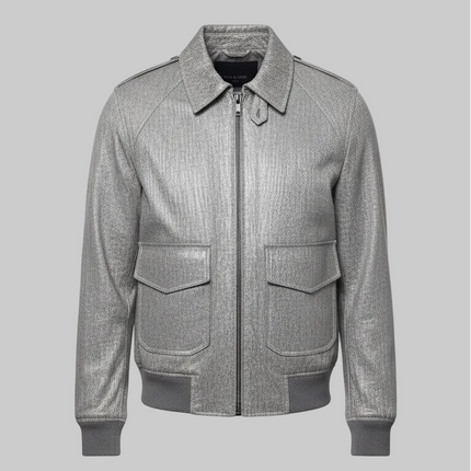 Giubbino Sfoderato Aviatore con Fantasia a Quadri su Tessuto Spalmato