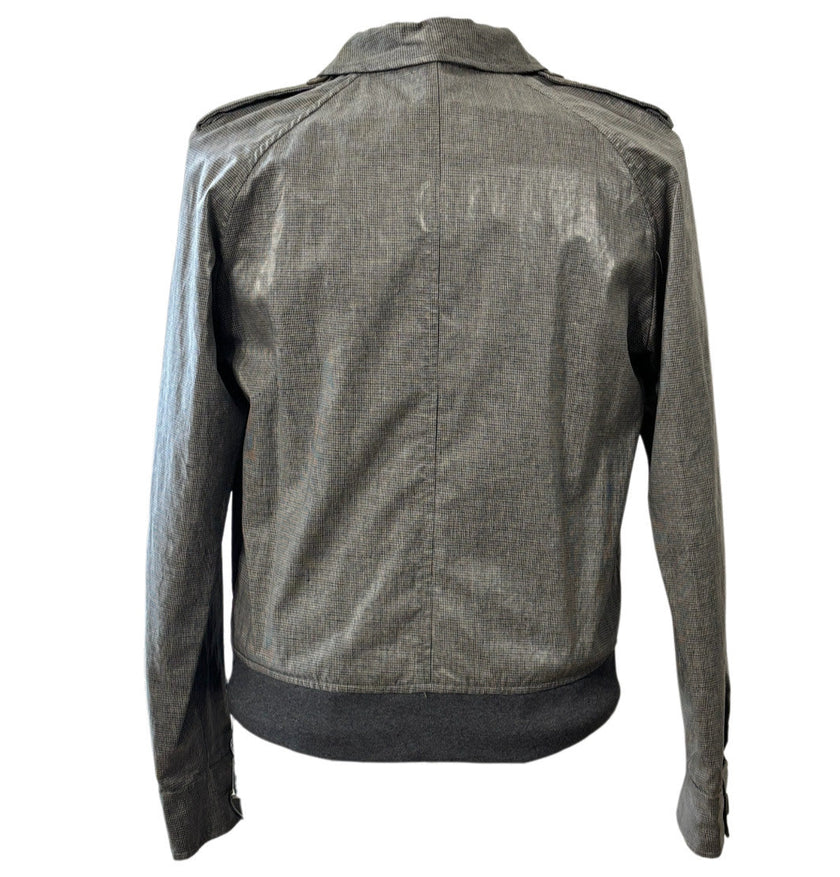 Giubbino Sfoderato Aviatore con Fantasia a Quadri su Tessuto Spalmato