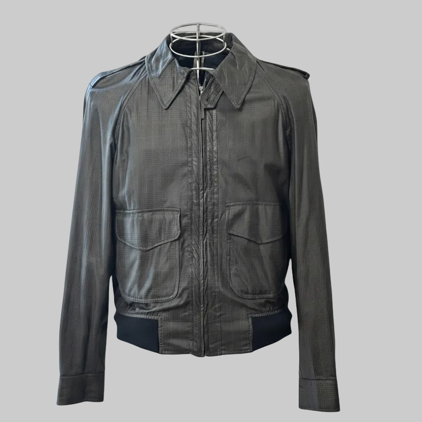 Giubbino Sfoderato Aviatore con Fantasia a Quadri Tono su Tono Ultra Light