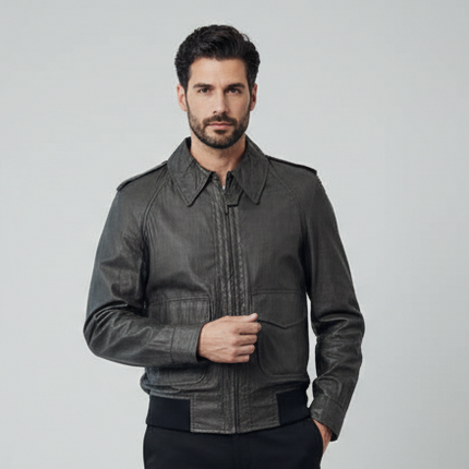 Giubbino Sfoderato Aviatore con Fantasia a Quadri Tono su Tono Ultra Light