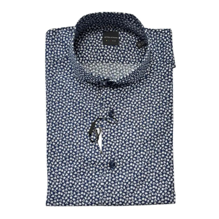 Camicia 390 con motivi floreali a contrasto BOTTEGA ARTIGIANA