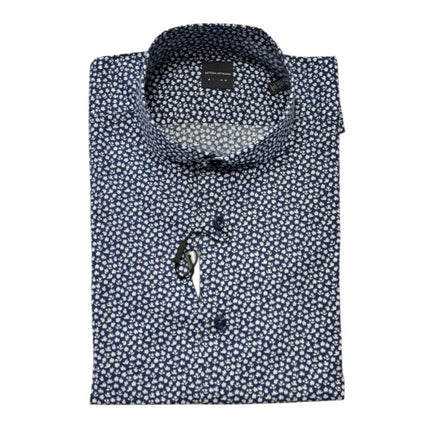 Camicia 390 con motivi floreali a contrasto BOTTEGA ARTIGIANA