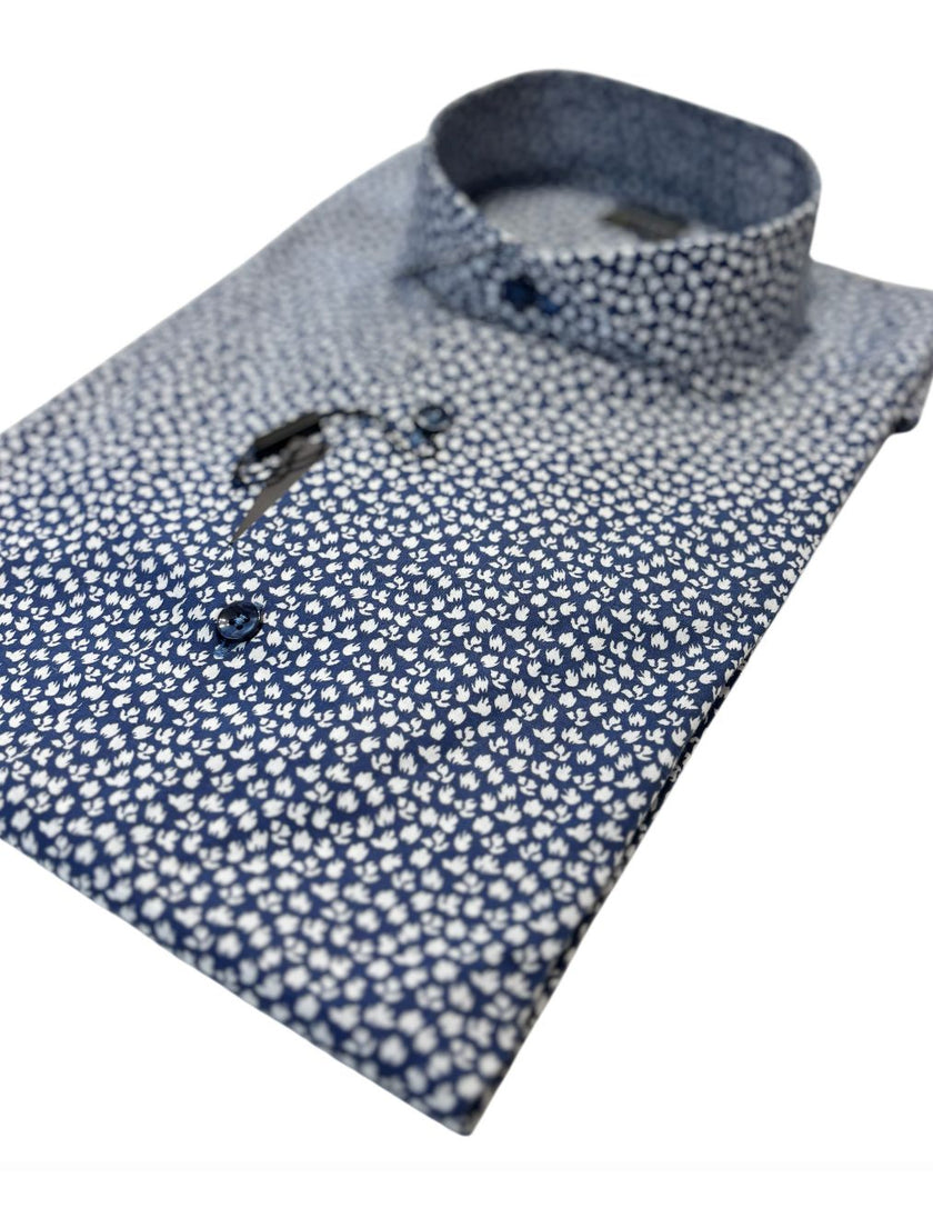 Camicia 390 con motivi floreali a contrasto BOTTEGA ARTIGIANA