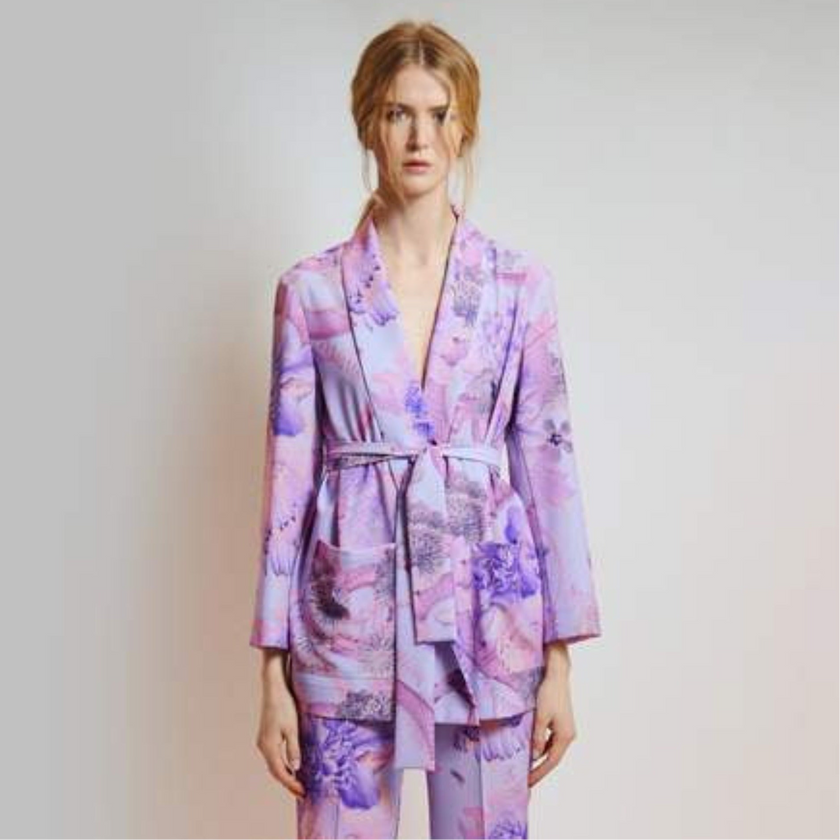 Giacca in crêpe con fantasia floreale MAESTA