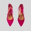 Dècoltè in pelle scamosciato con laccio schiava e punta tacco quadrata alta 8cm PIXY