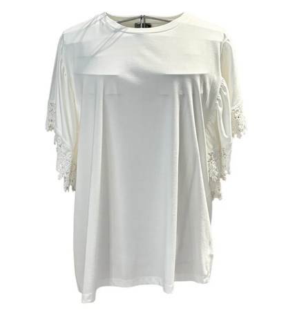 T-shirt Mezza Manica con Bordo Macramè MORE