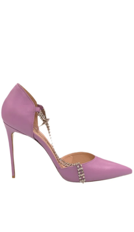 Décolleté in pelle con cinturino in strass GIANMARCO F.