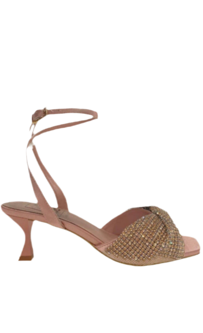 Sandalo aperto con tacco basso e strass WEBE