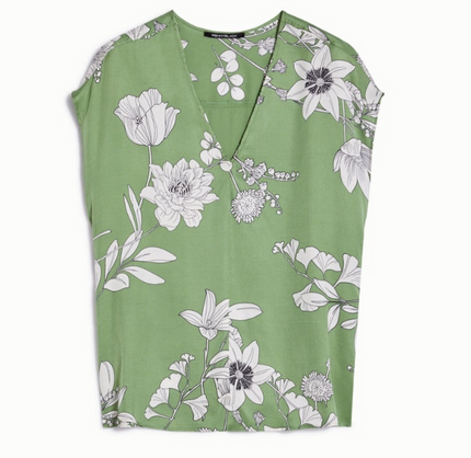 Blusa in twill fluido con fantasia grafica a fiori tropicali PENNYBLACK