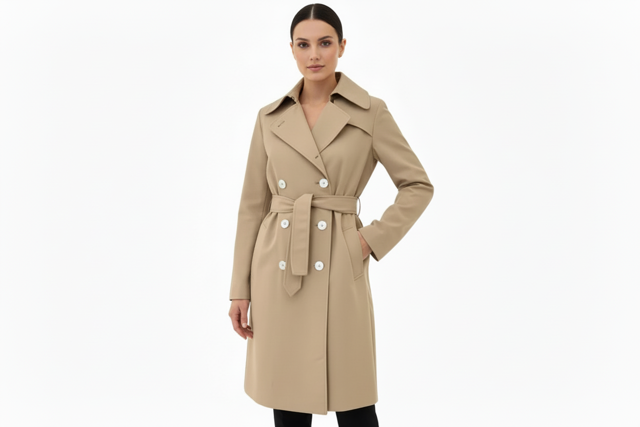 Trench doppio petto con cintura