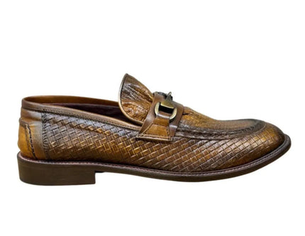 Mocassino in Pelle Intrecciata con Fibbia WOW