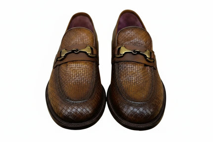 Mocassino in Pelle Intrecciata con Fibbia WOW