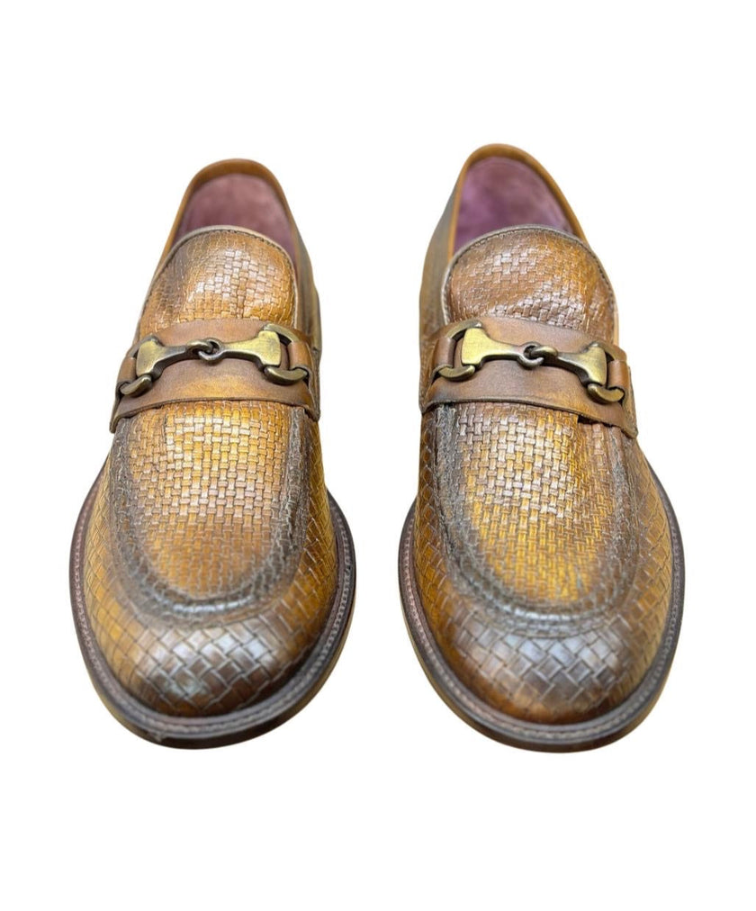 Mocassino in Pelle Intrecciata con Fibbia WOW