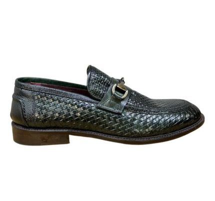 Mocassino 6604 in pelle intrecciata con fibbia